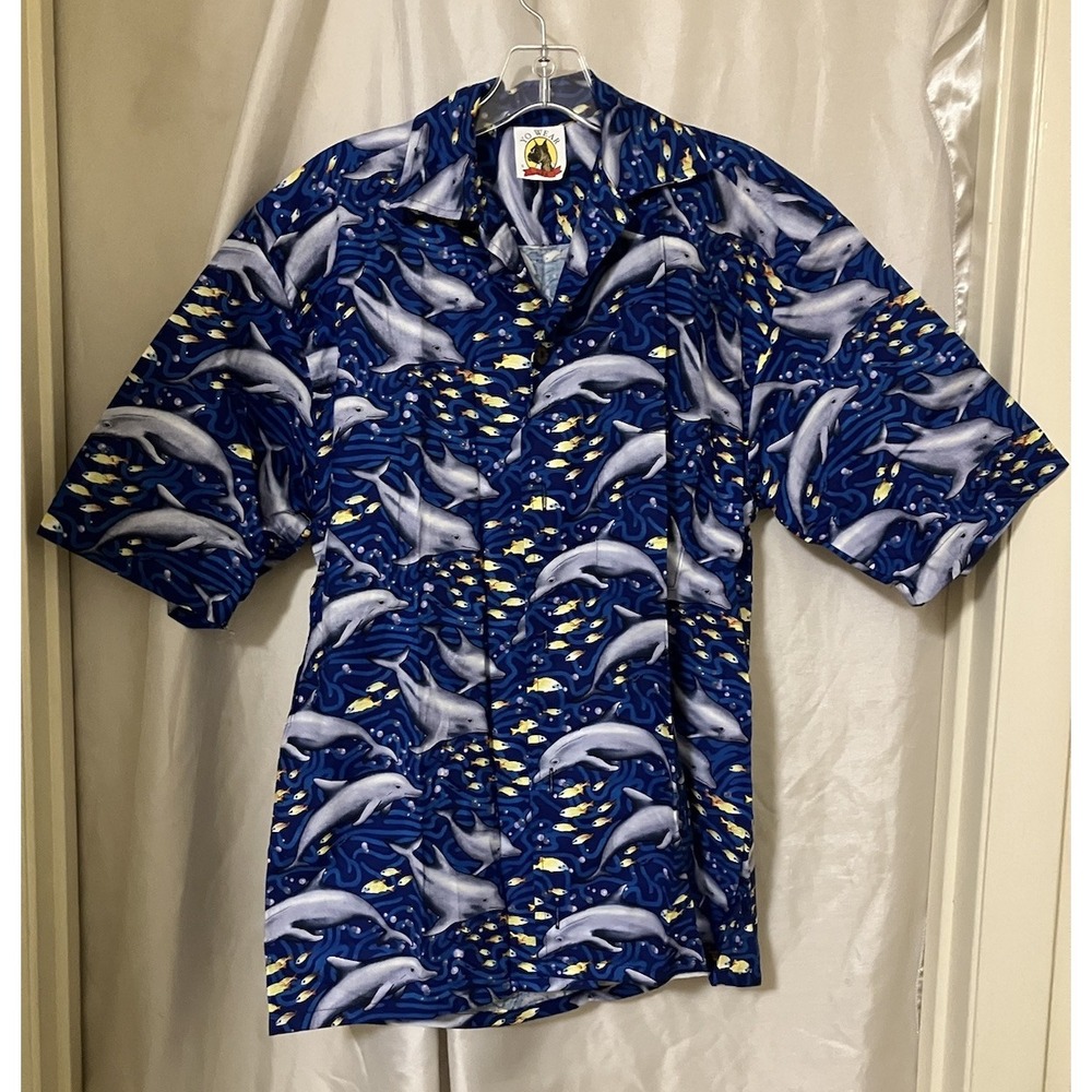 VTG NOS Yo Wear Max Boxxer Blue Dolphins Button-Up Shirt S USA NWT 100% Cotton